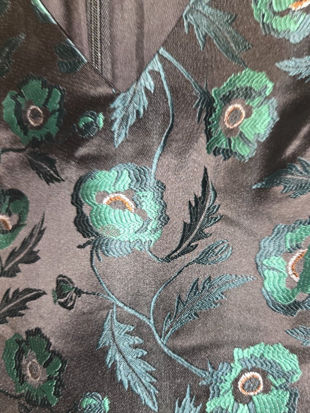 J.Crew Cocktail Dress Teal/Green Poppy on Black Size 4 - Picture 5 of 8